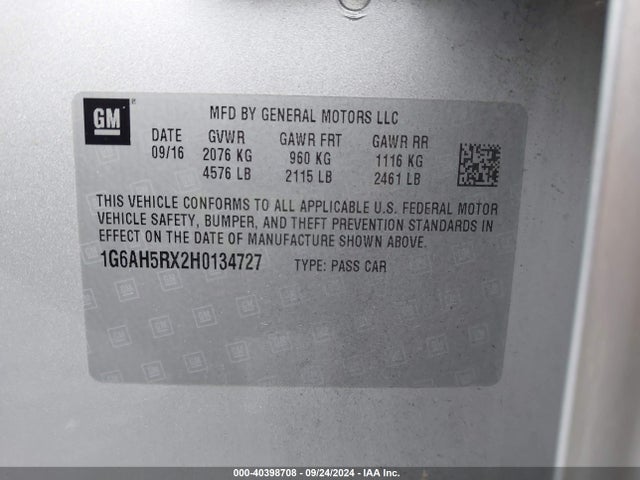 1G6AH5RX2H0134727 Cadillac ATS LUXURY