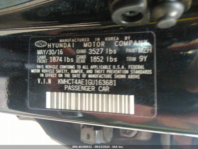 KMHCT4AE1GU163681 Hyundai ACCENT SE