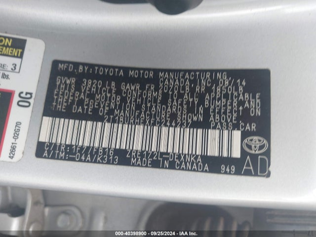 Toyota COROLLA LE 2015 2T1BURHEXFC244237 Image 9