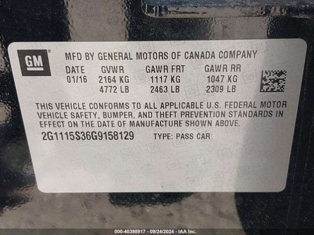 2G1115S36G9158129 Chevrolet Impala 2lt