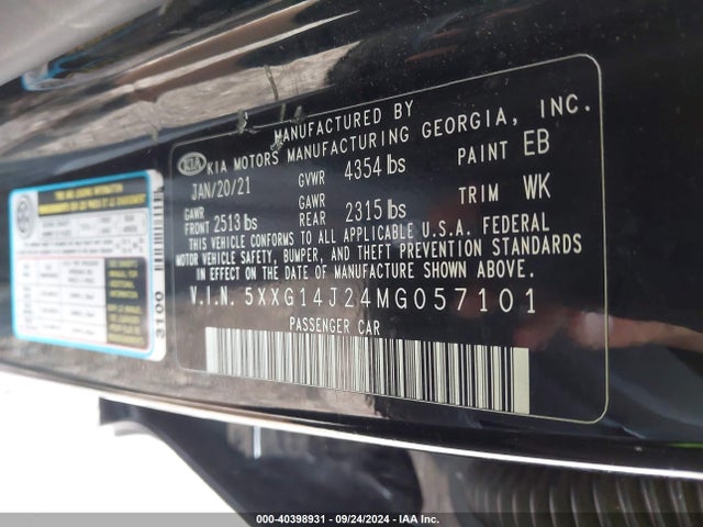 KIA K5 LXS 2021 5XXG14J24MG057101 Image 9