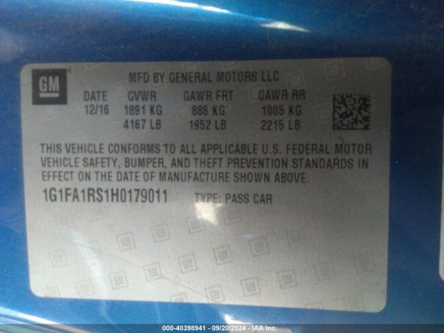 1G1FA1RS1H0179011 Chevrolet Camaro 1ls