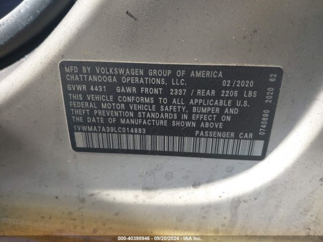 1VWMA7A39LC014883 Volkswagen Passat 2.0t R-line