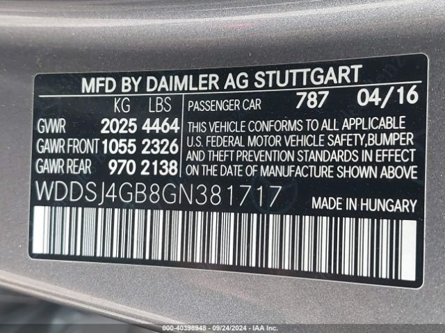 WDDSJ4GB8GN381717 Mercedes-Benz CLA 250 4MATIC