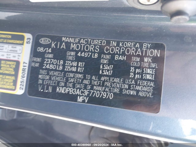 KIA Sportage Lx 2015 KNDPB3AC3F7707970 Image 9