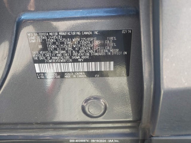 Toyota Rav4 Xle 2014 2T3WFREV5EW087236 Image 9