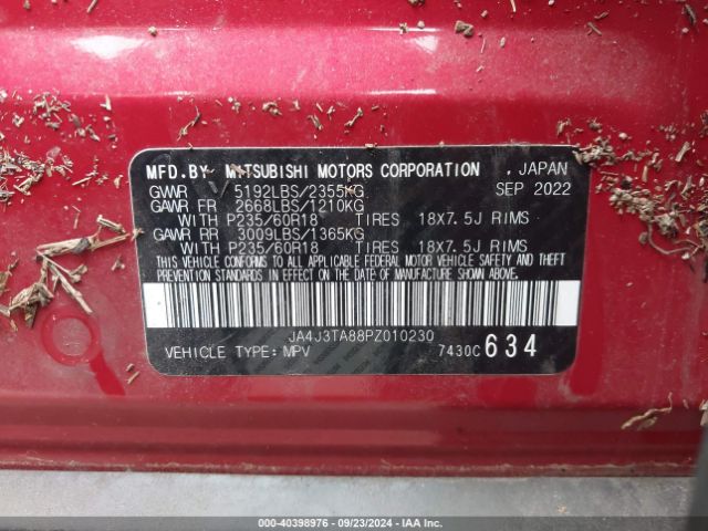 JA4J3TA88PZ010230 Mitsubishi Outlander Es 2.5 2wd