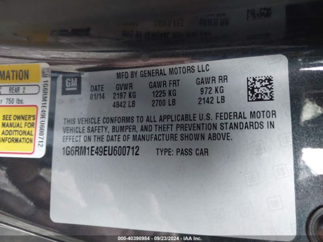 1G6RM1E49EU600712 Cadillac Elr Standard