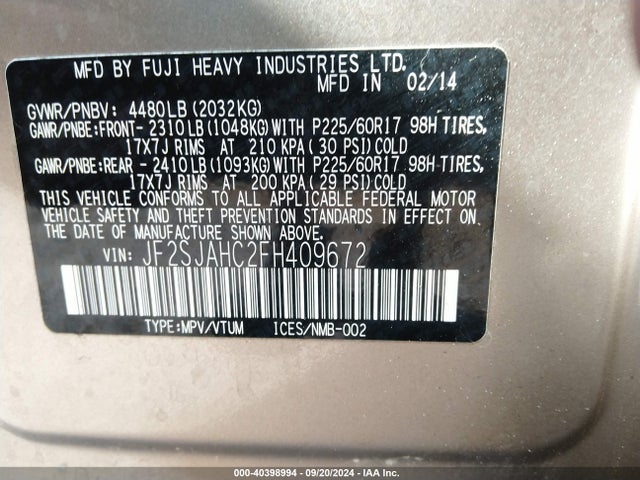 JF2SJAHC2FH409672 Subaru Forester 2.5i Limited