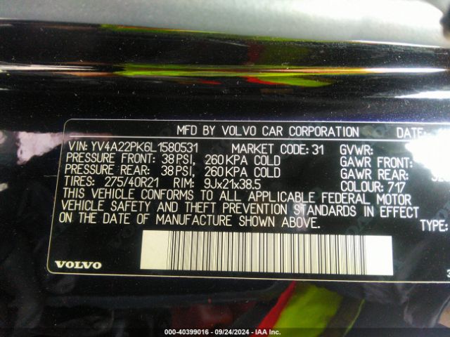 YV4A22PK6L1580531 Volvo Xc90 T6 Momentum 7 Passenger