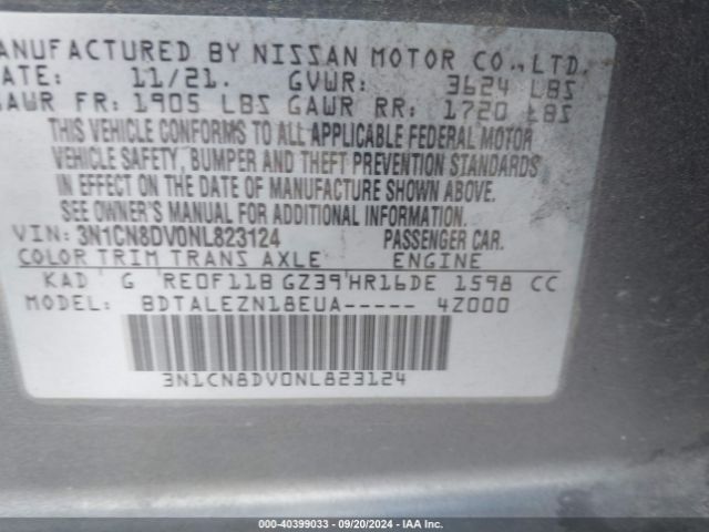 3N1CN8DV0NL823124 Nissan Versa 1.6 S Xtronic Cvt