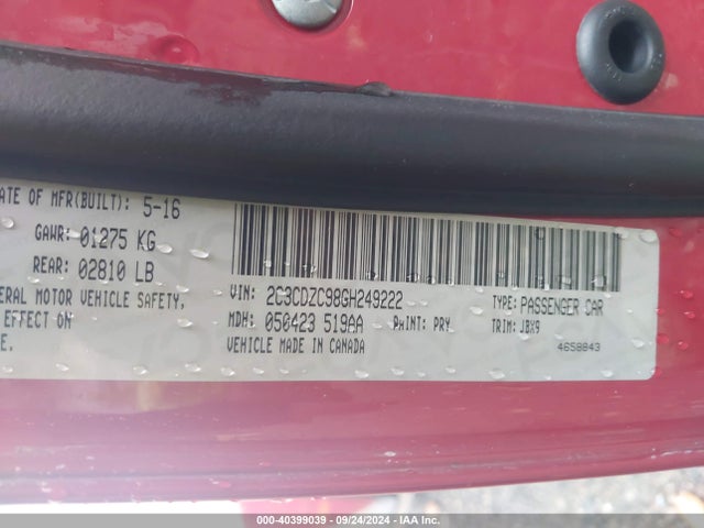 Dodge Challenger Srt Hellcat 2016 2C3CDZC98GH249222 Image 9
