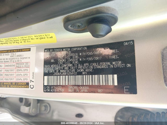 Toyota 4runner Trail Premium 2015 JTEBU5JR8F5254103 Image 9