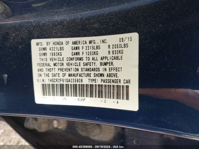1HGCR2F61GA035808 Honda k24w1