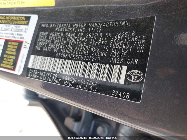 Toyota CAMRY SE 2014 4T1BF1FK6EU337273 Image 9