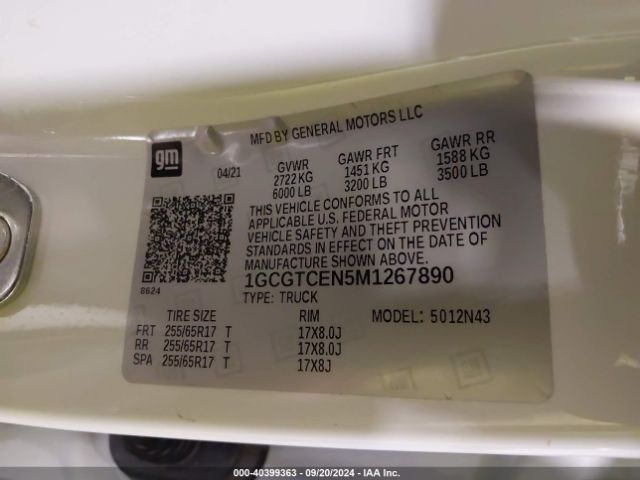 1GCGTCEN5M1267890 Chevrolet Colorado 4wd  Short Box Lt