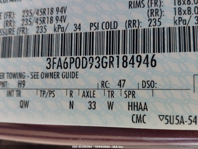 Ford Fusion Titanium 2016 3FA6P0D93GR184946 Image 9