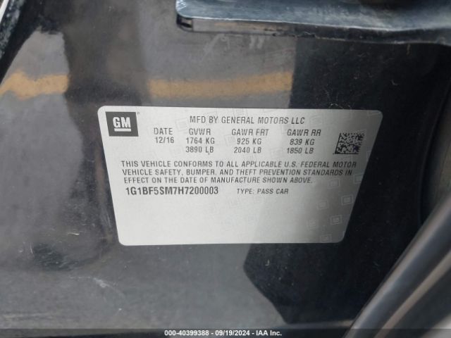 1G1BF5SM7H7200003 Chevrolet Cruze Premier Auto