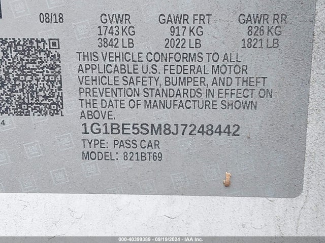 Chevrolet Cruze Lt Auto 2018 1G1BE5SM8J7248442 Image 9