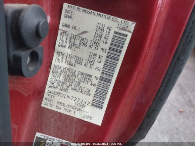1N6BD0CT1JN727152 Nissan FRONTIER S