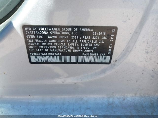 1VWAA7A34JC027461 Volkswagen Passat 2.0t R-line/2.0t S