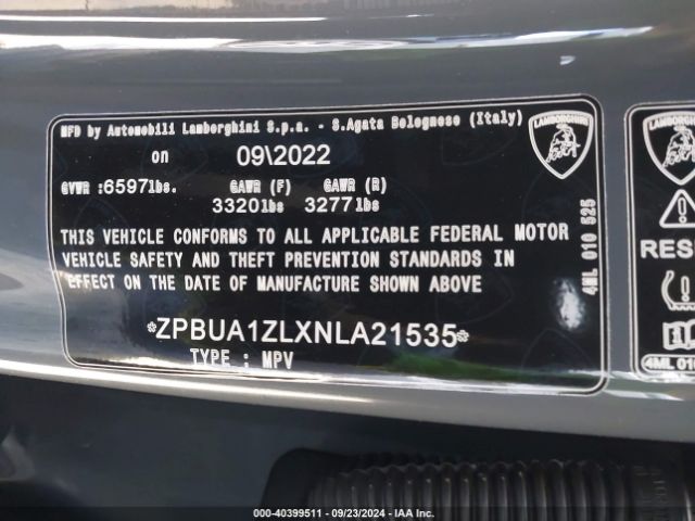 ZPBUA1ZLXNLA21535 Lamborghini Urus Graphite Capsule/pearl Capsule