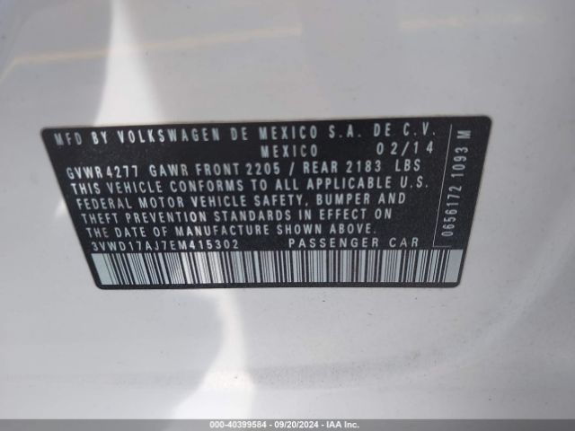 3VWD17AJ7EM415302 Volkswagen Jetta 1.8t Se