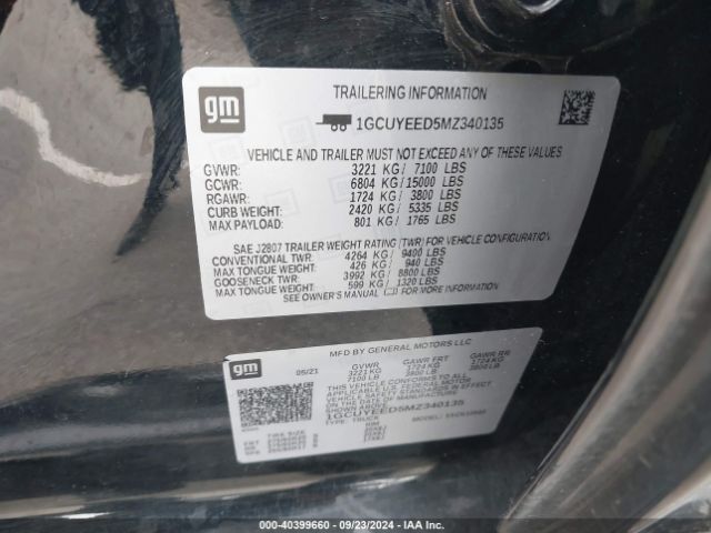 1GCUYEED5MZ340135 Chevrolet Silverado 1500 4wd  Short Bed Rst