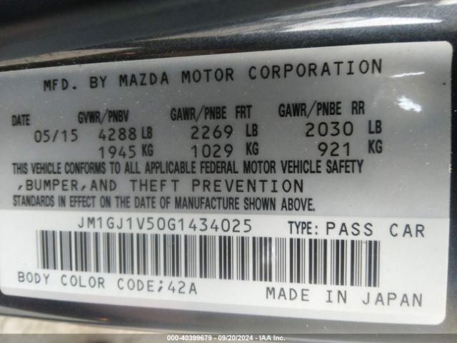 JM1GJ1V50G1434025 Mazda Mazda6 I Touring