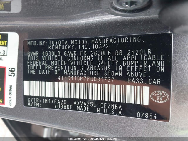Toyota CAMRY LE 2023 4T1C11BK7PU081737 Image 9