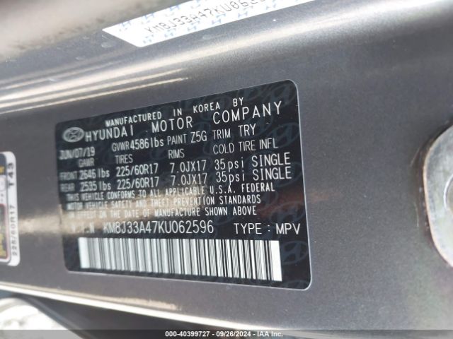 KM8J33A47KU062596 Hyundai Tucson Value