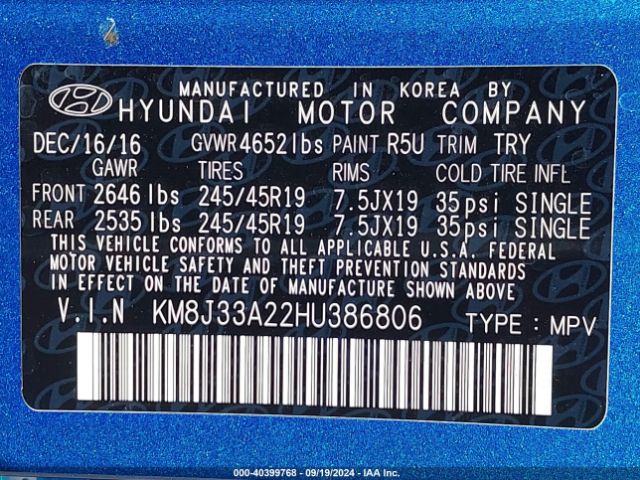KM8J33A22HU386806 Hyundai Tucson Sport