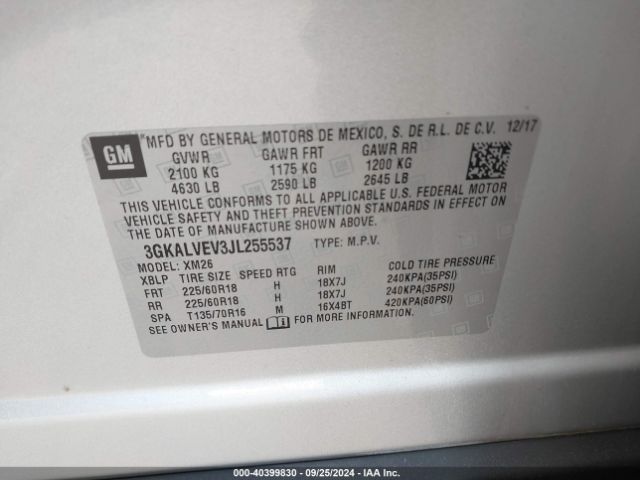 3GKALVEV3JL255537 GMC Terrain Slt