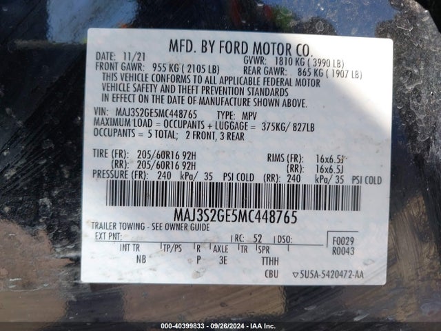 Ford Ecosport Se 2021 MAJ3S2GE5MC448765 Image 9