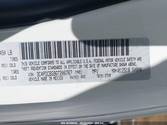 Dodge Journey Sxt 2016 3C4PDCBG9GT206767 Image 9