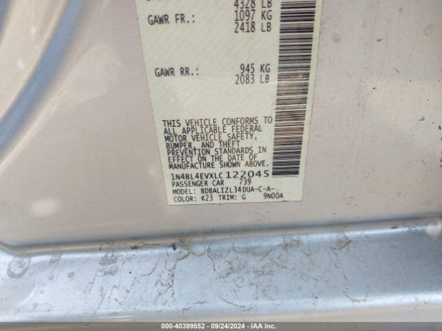 1N4BL4EVXLC122045 Nissan Altima Sl Fwd