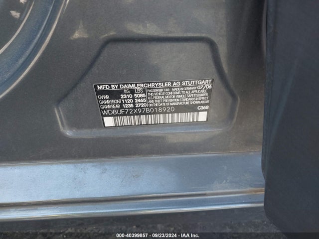 Продажа на аукционе авто 2007 Mercedes-benz E 550, vin: WDBUF72X97B018920, номер лота: 40399857