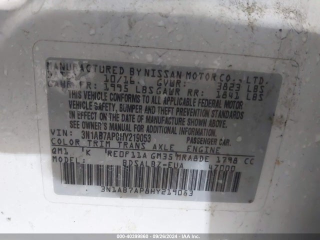 Nissan SENTRA S 2017 3N1AB7AP8HY219053 Image 9