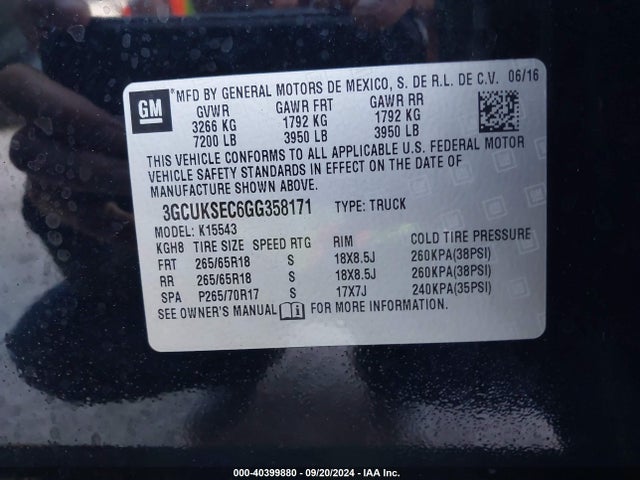 Chevrolet Silverado 1500 2lz 2016 3GCUKSEC6GG358171 Image 9