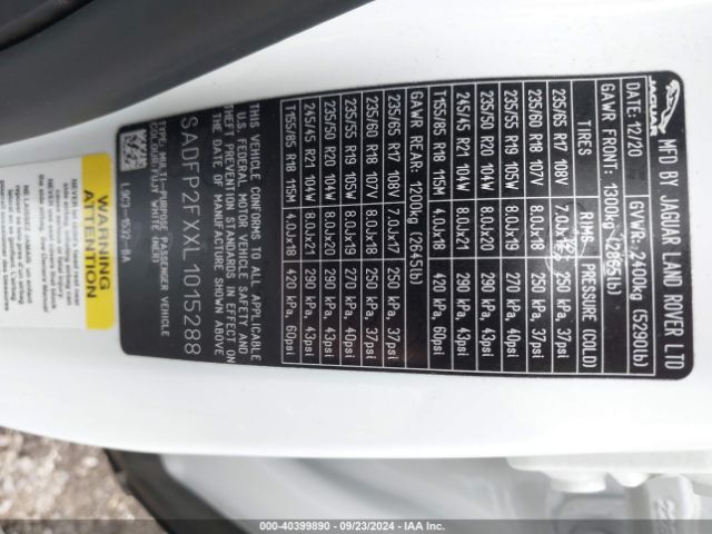 2020 JAGUAR E-PACE SADFP2FXXL1015288 Photo 8