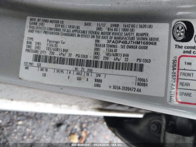 3FADP4BJ7HM168968 Ford FIESTA SE