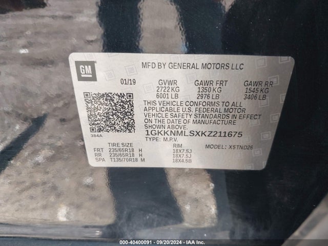 GMC Acadia Slt-1 2019 1GKKNMLSXKZ211675 Image 9