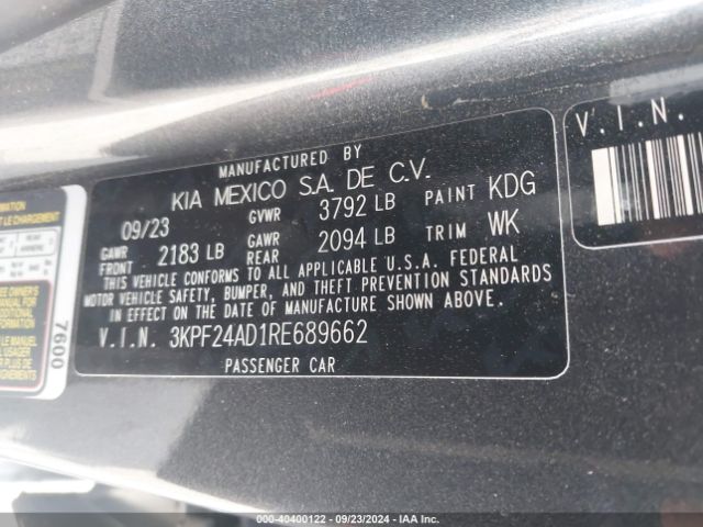 3KPF24AD1RE689662 KIA FORTE LX