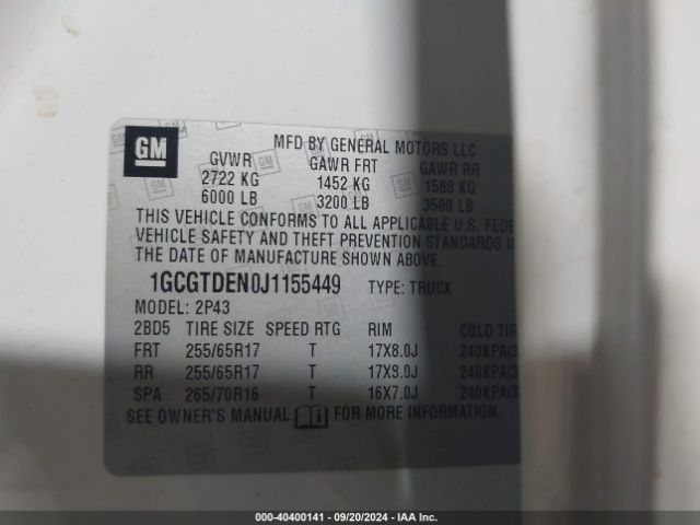 1GCGTDEN0J1155449 Chevrolet Colorado Z71