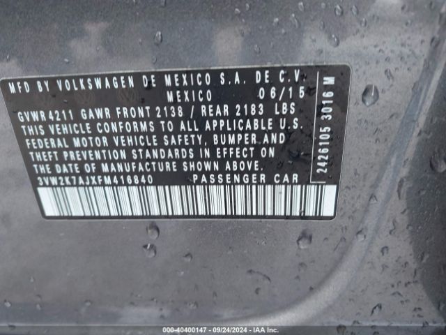 3VW2K7AJXFM416840 Volkswagen Jetta 2.0l S