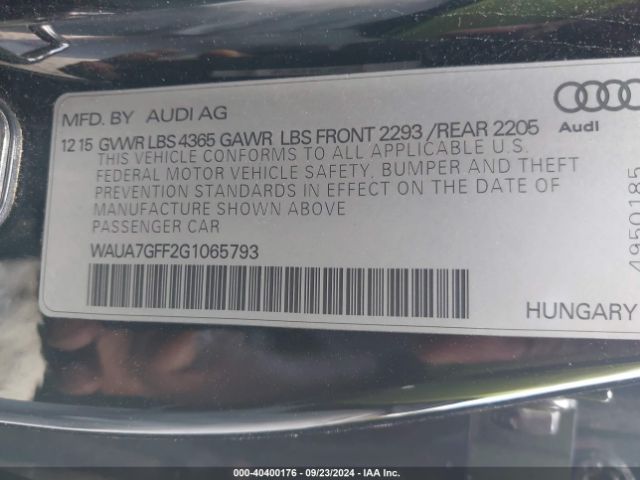WAUA7GFF2G1065793 Audi A3 1.8t Premium