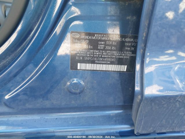 5NPD74LF8KH498040 Hyundai ELANTRA SE