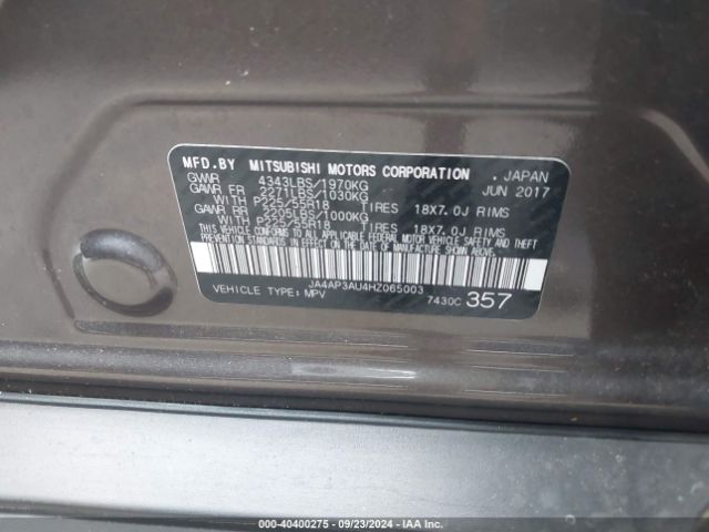 JA4AP3AU4HZ065003 Mitsubishi Outlander Sport 2.0 Es