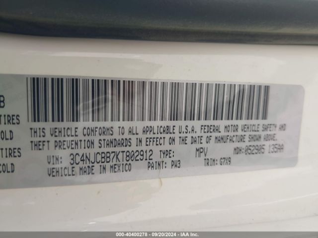 3C4NJCBB7KT802912 Jeep Compass Latitude Fwd