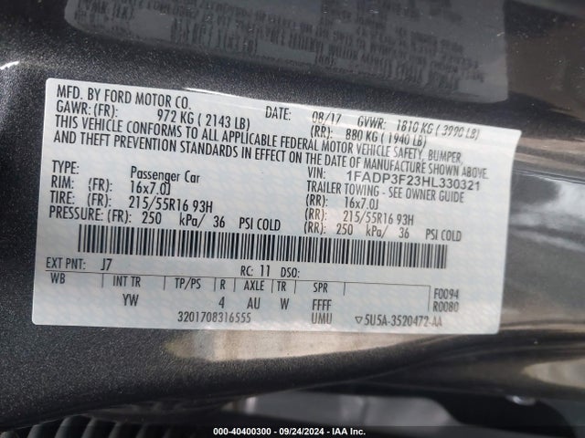 Ford FOCUS SE 2017 1FADP3F23HL330321 Image 9